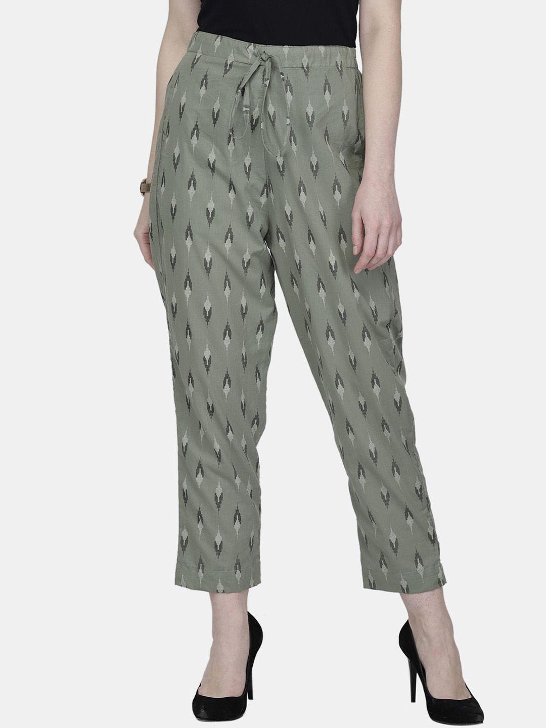 enchanted drapes woman green printed trousers