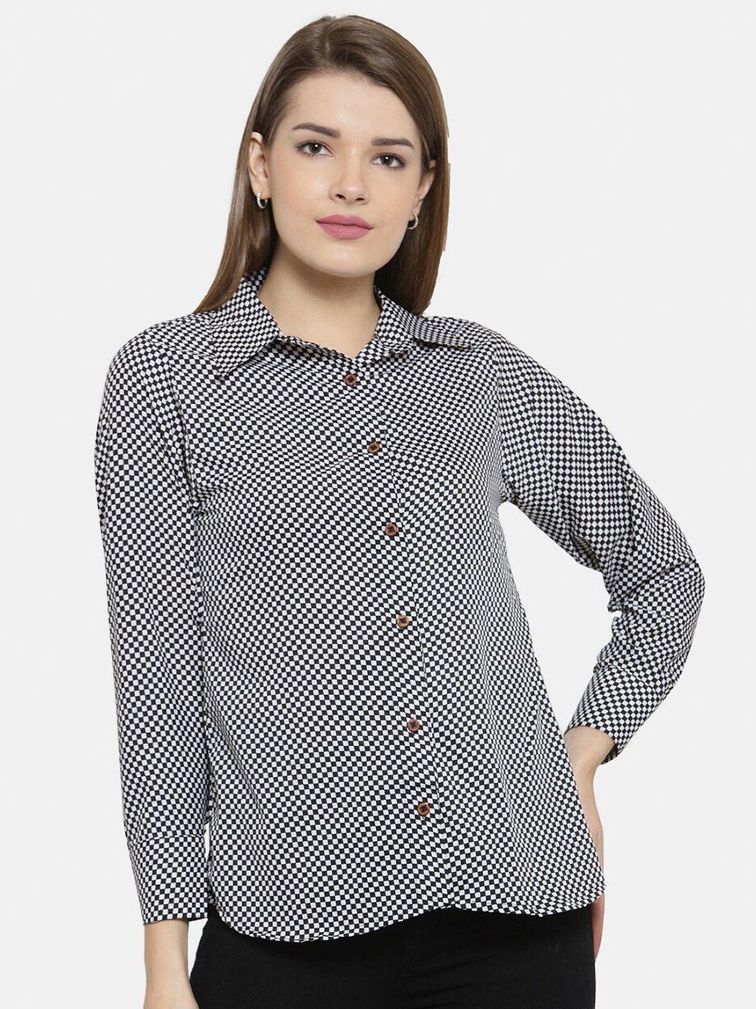 enchanted drapes women black printed casual shirt