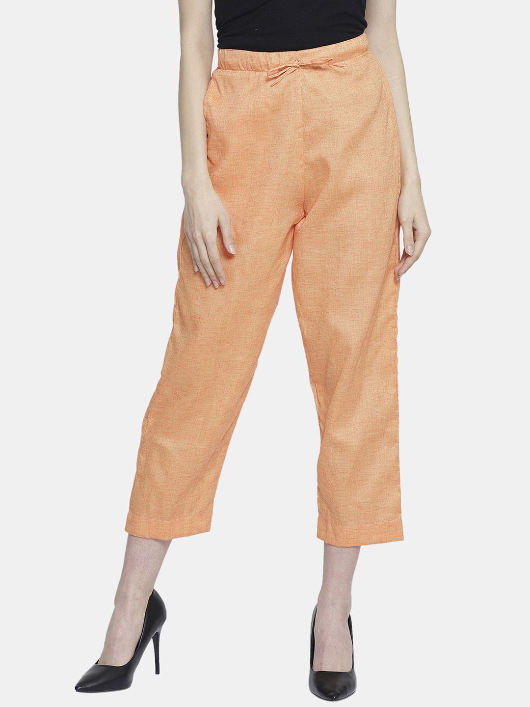 enchanted drapes women orange trousers