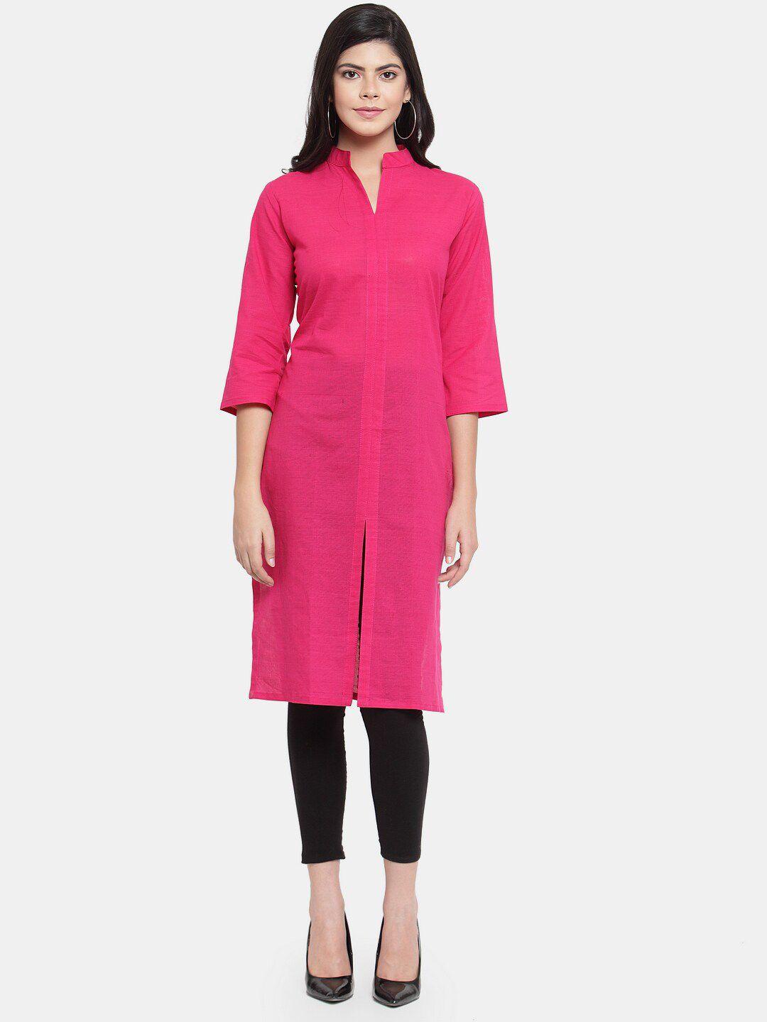 enchanted drapes women pink flared sleeves patchwork kurta