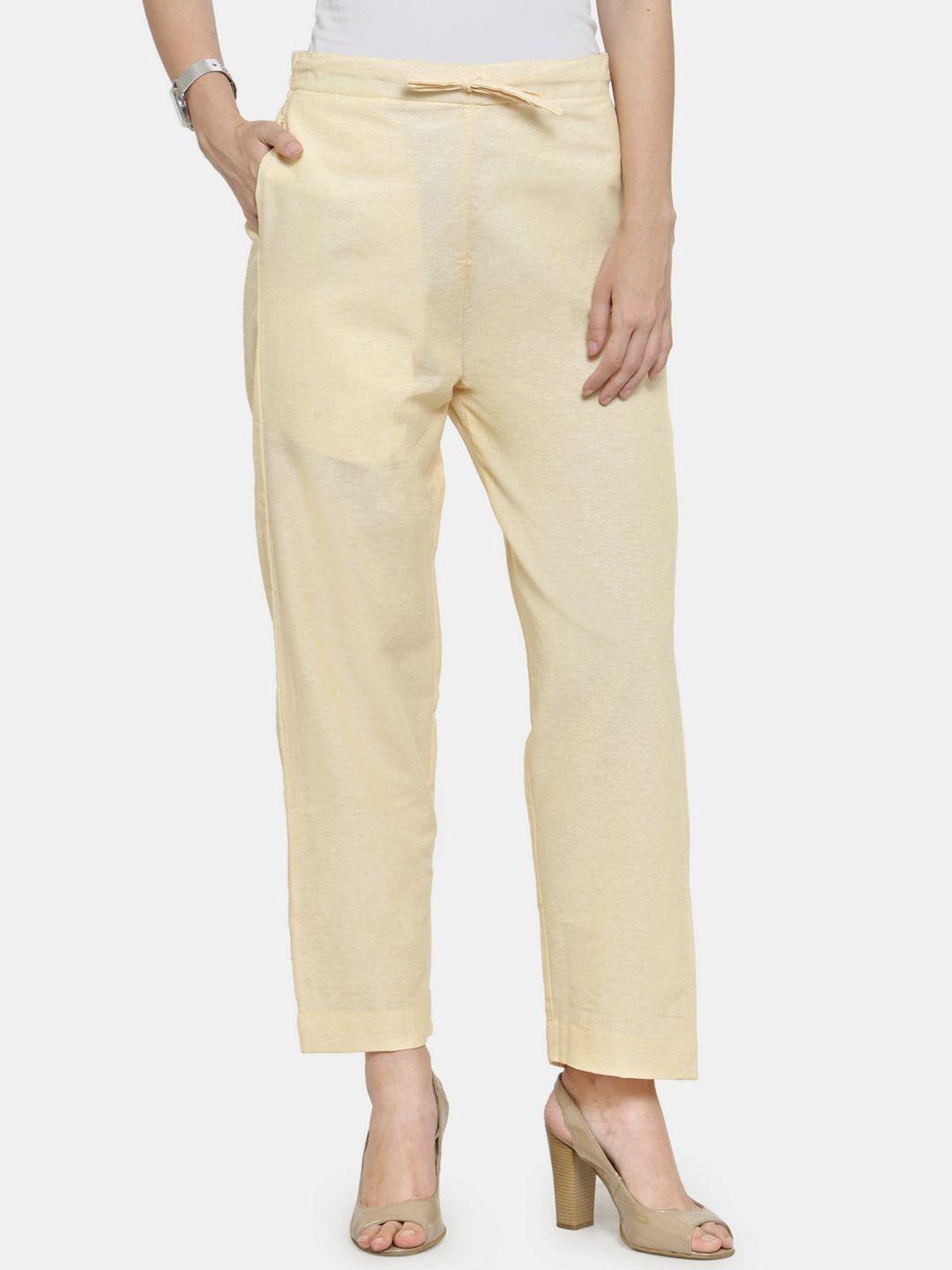 enchanted drapes women yellow cotton trousers