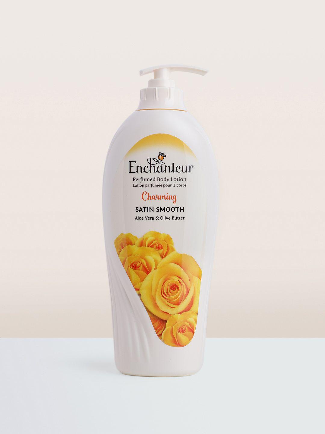 enchanteur charming perfumed satin smooth body lotion with aloe vera & olive butter 500 ml