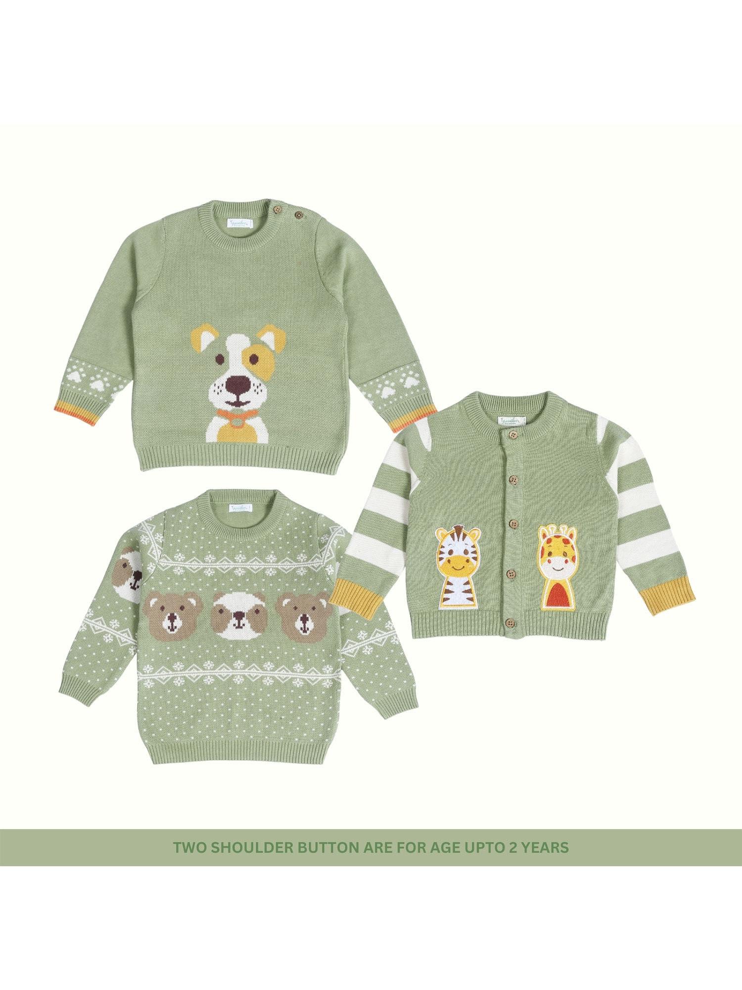 enchantingbear cheerful dog baby animal 3 sweaters (set of 3)