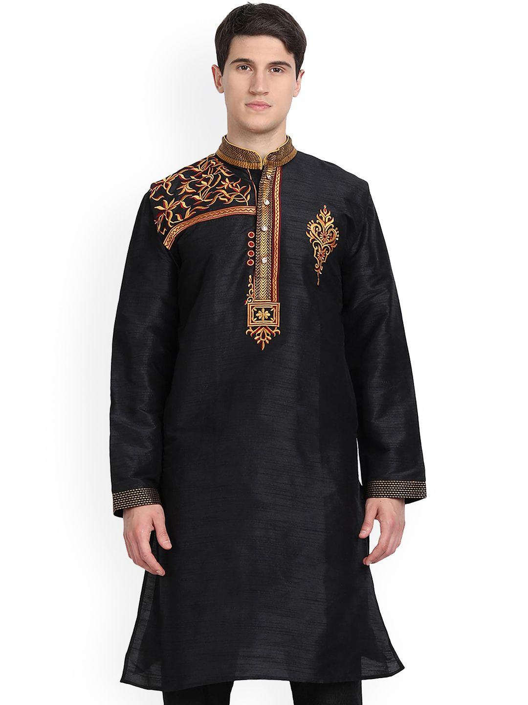 enciger embroidered mandarin collar thread work a-line kurta