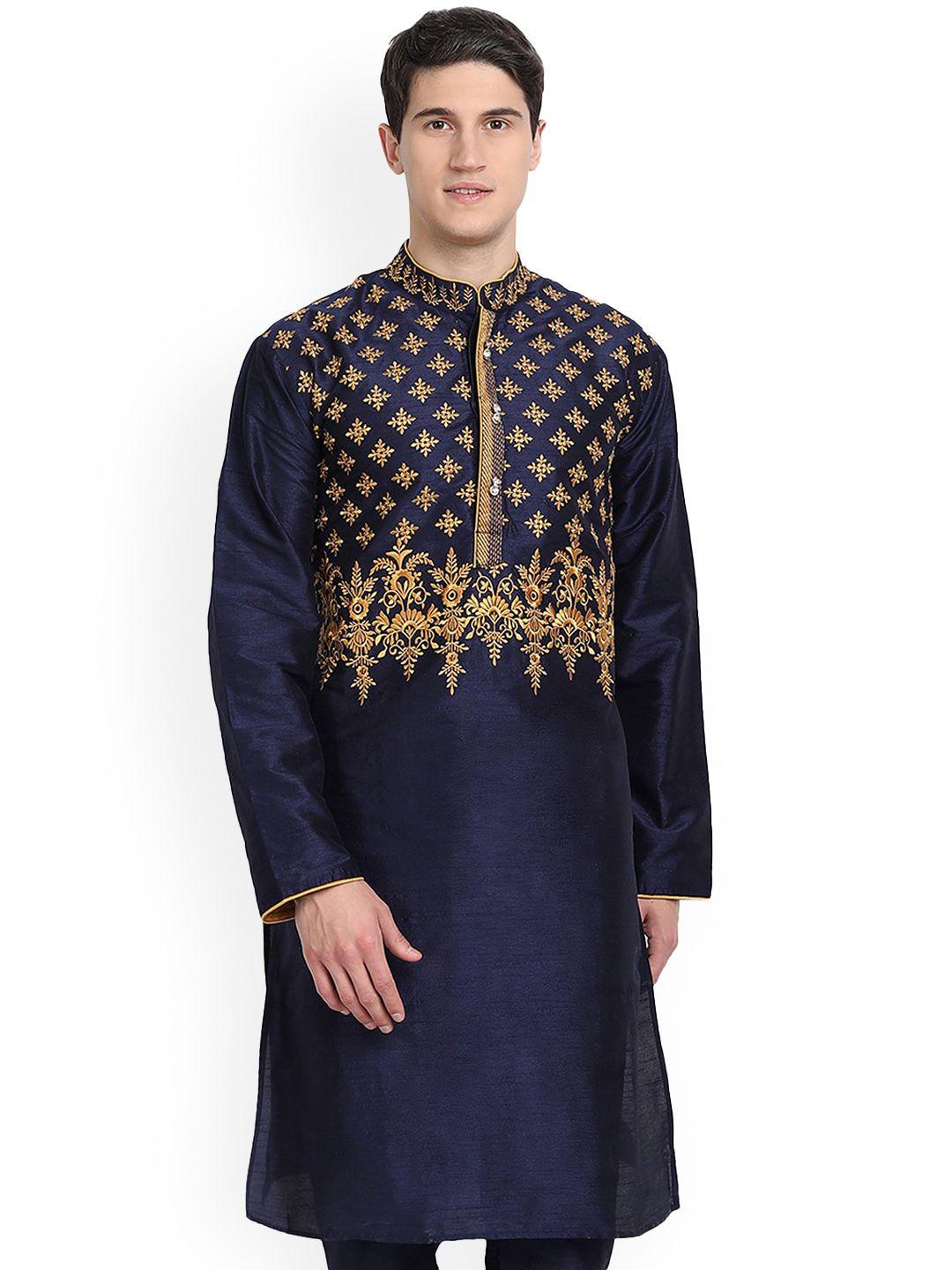 enciger ethnic motifs embroidered mandarin collar straight kurta