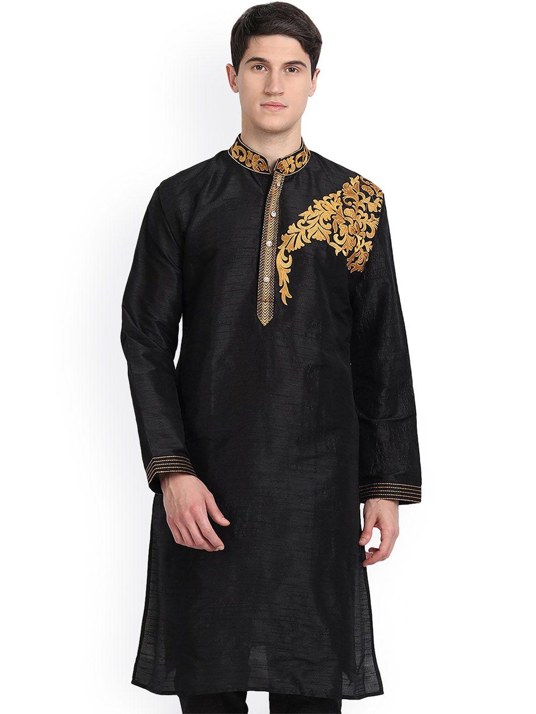 enciger ethnic motifs embroidered mandarin collar thread work straight kurta