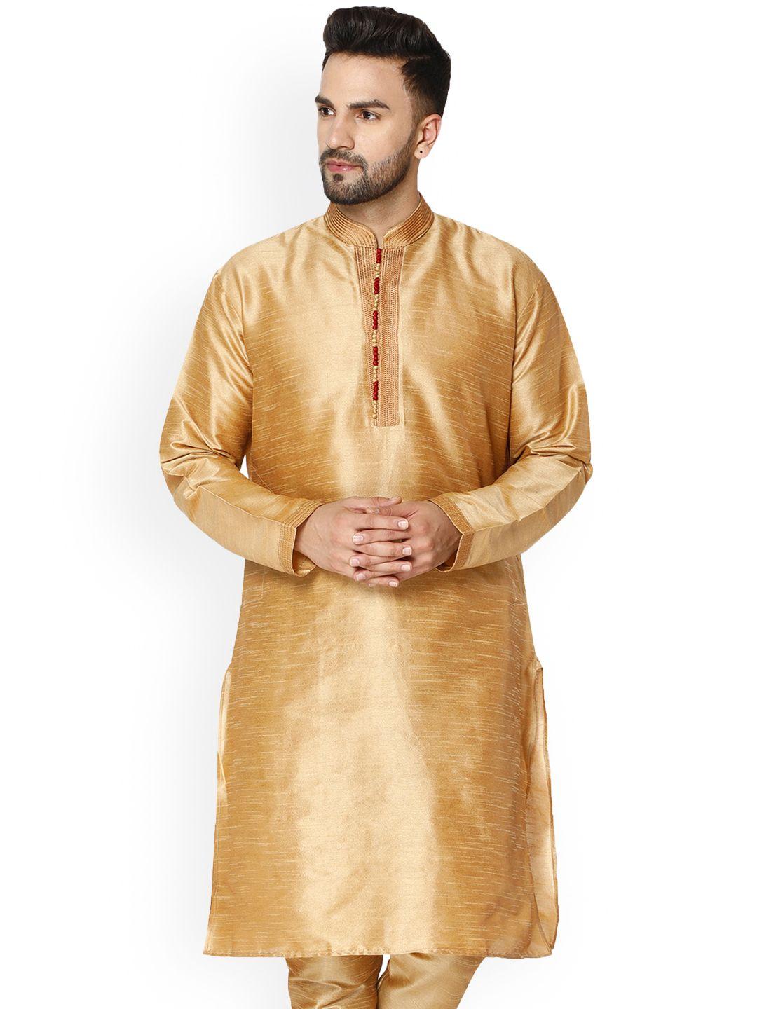 enciger mandarin collar dupion silk kurta