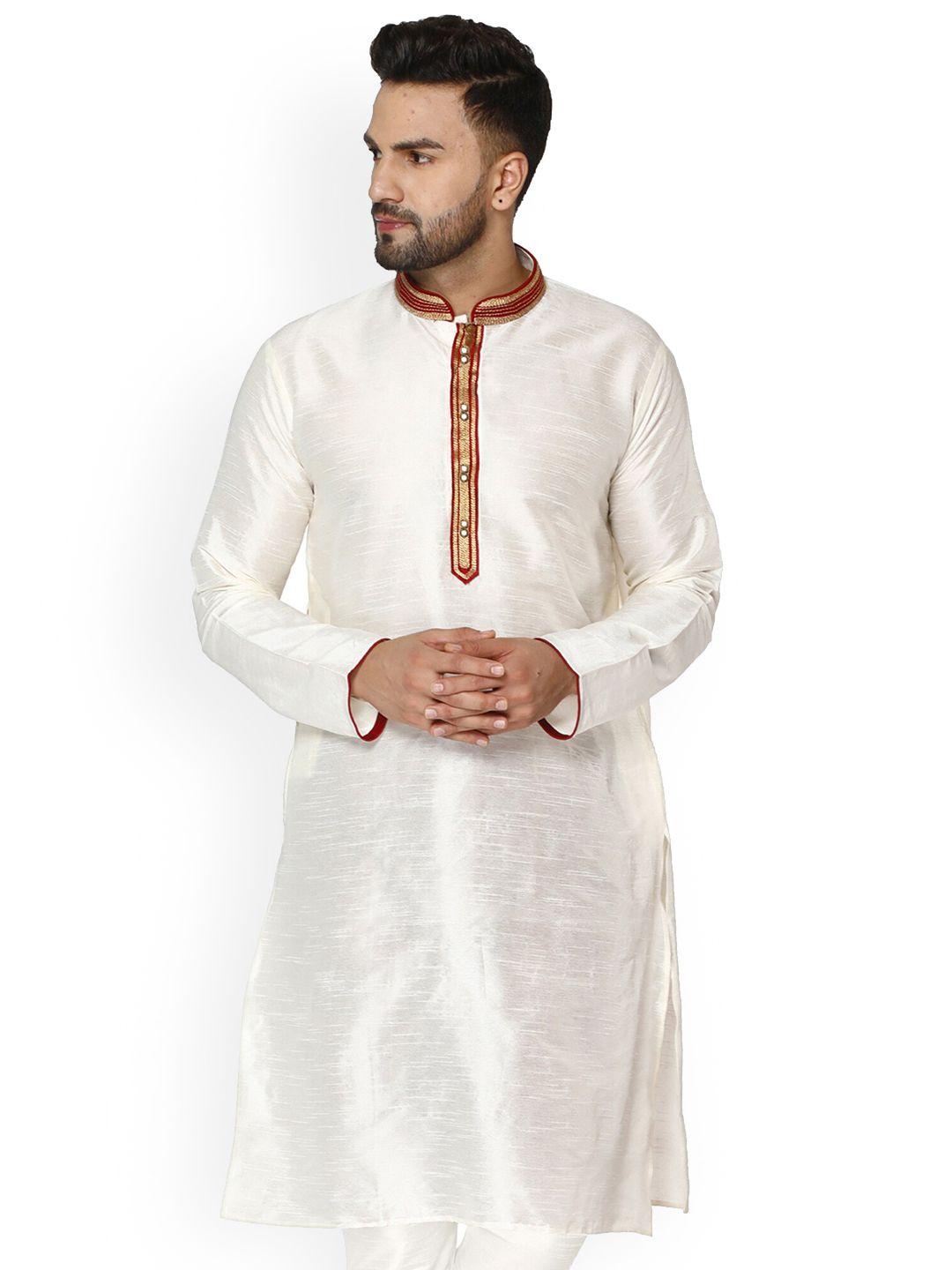 enciger mandarin collar dupion silk kurta