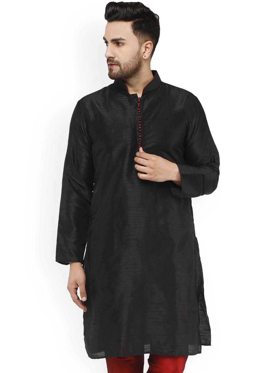 enciger mandarin collar straight dupion silk kurta