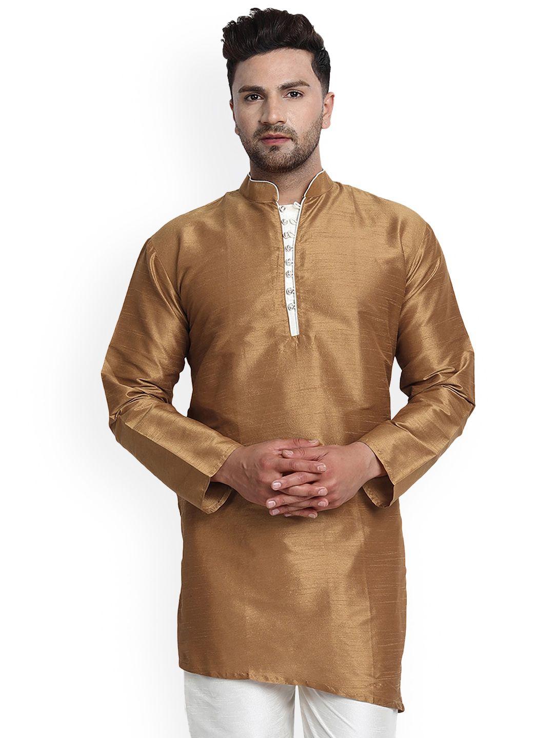 enciger men brown thread work handloom kurta