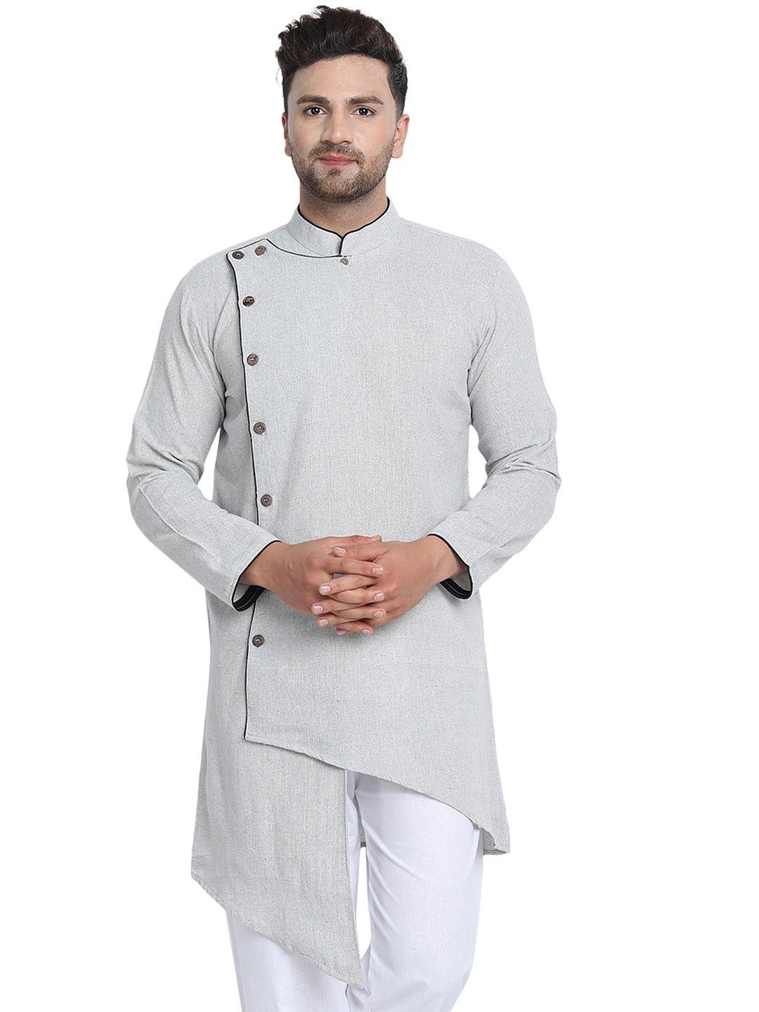 enciger men grey thread work handloom kurta