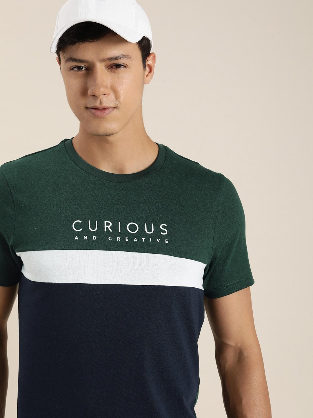 encore by invictus men typography colourblocked t-shirt