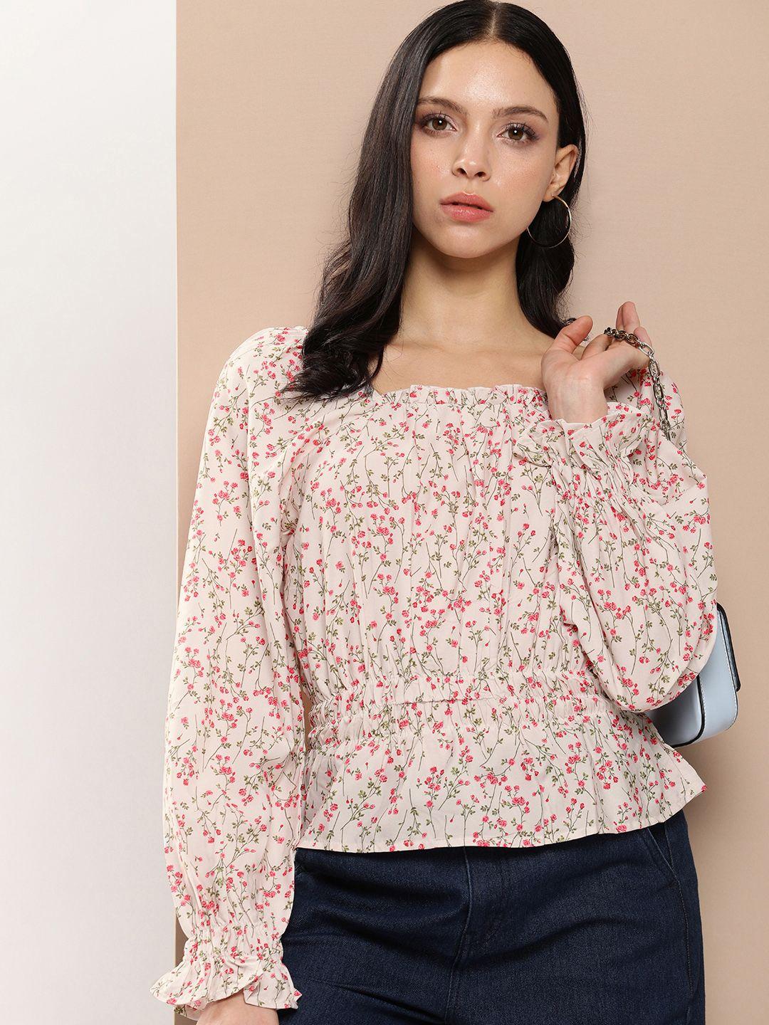 encore by invictus floral printed peplum top