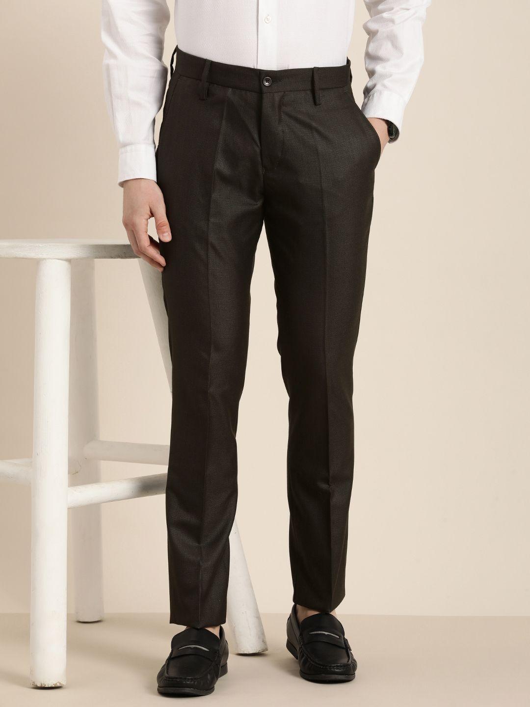 encore by invictus men checked formal trousers