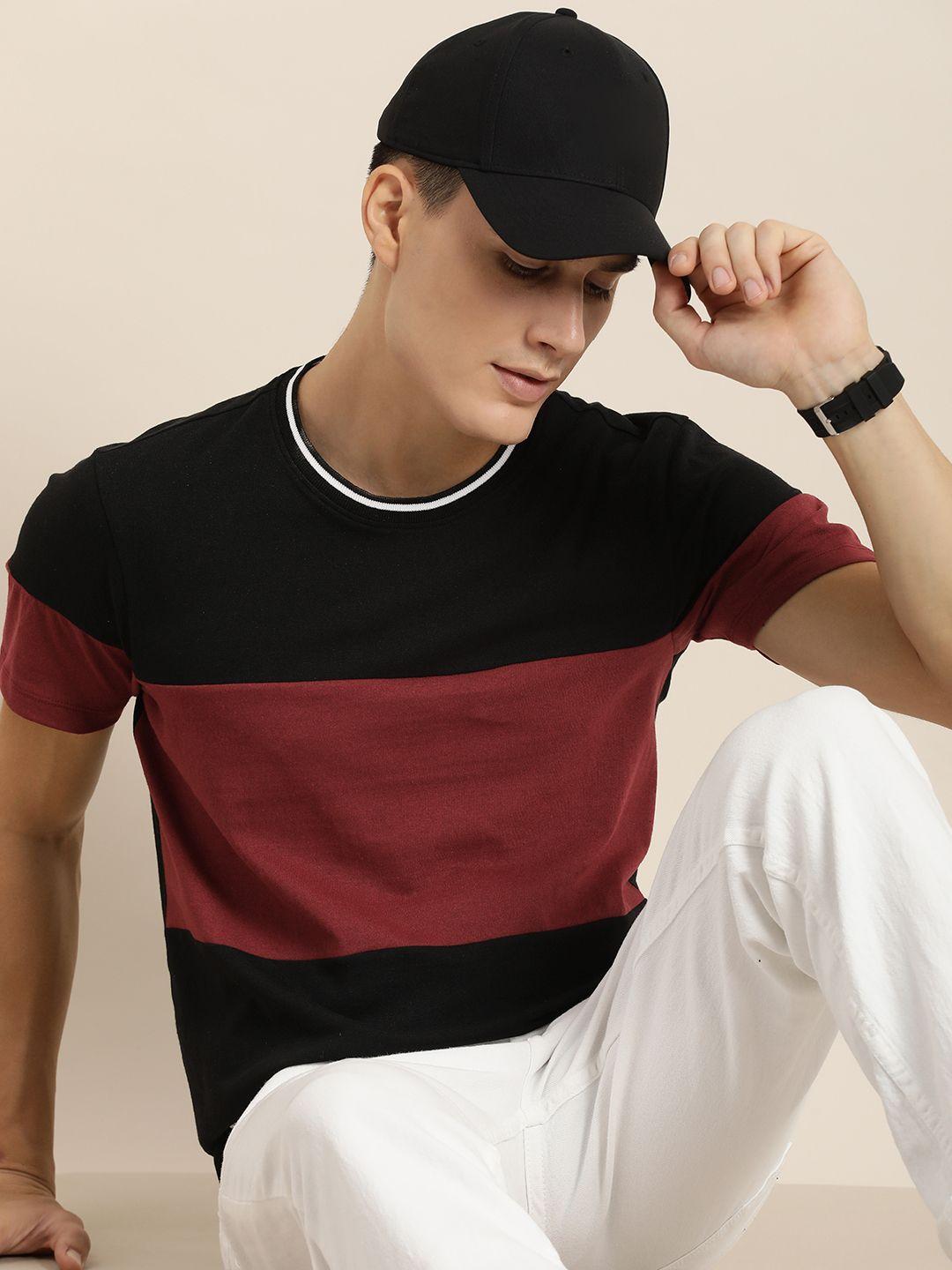 encore by invictus men round neck colourblocked t-shirt