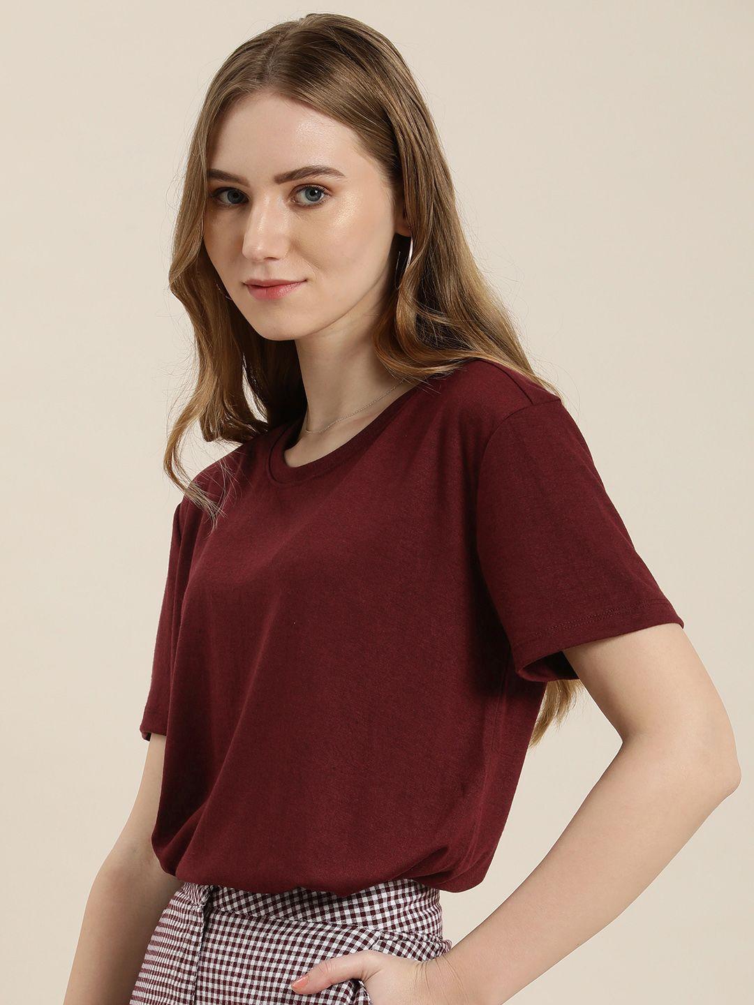 encore by invictus solid round neck top