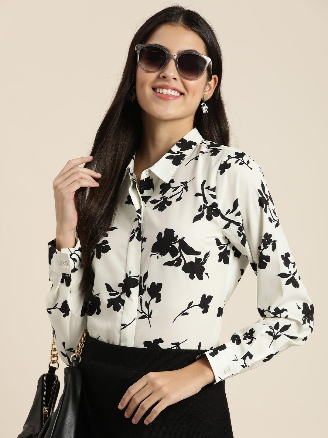 encore by invictus women floral printed casual shirt