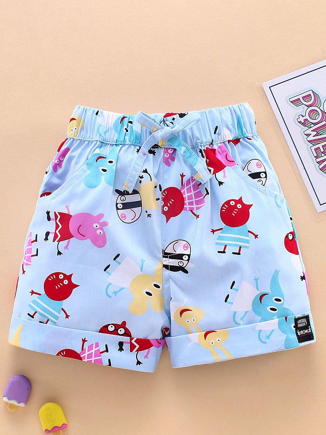 enfance kids blue & red printed cotton shorts