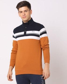 engineered chest striped sweatshirt