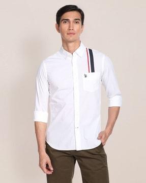 engineered stripe cotton casual shirt