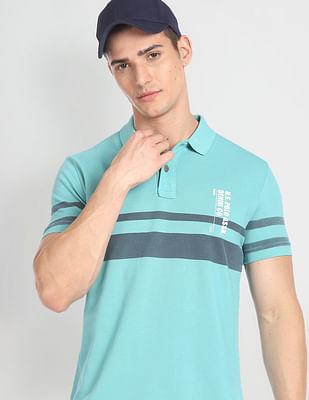 engineered stripe cotton polo shirt