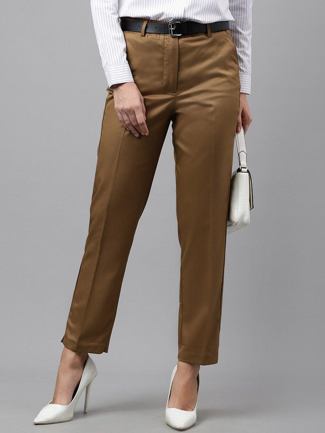 english navy women slim fit high-rise wrinkle free stretchable formal trousers