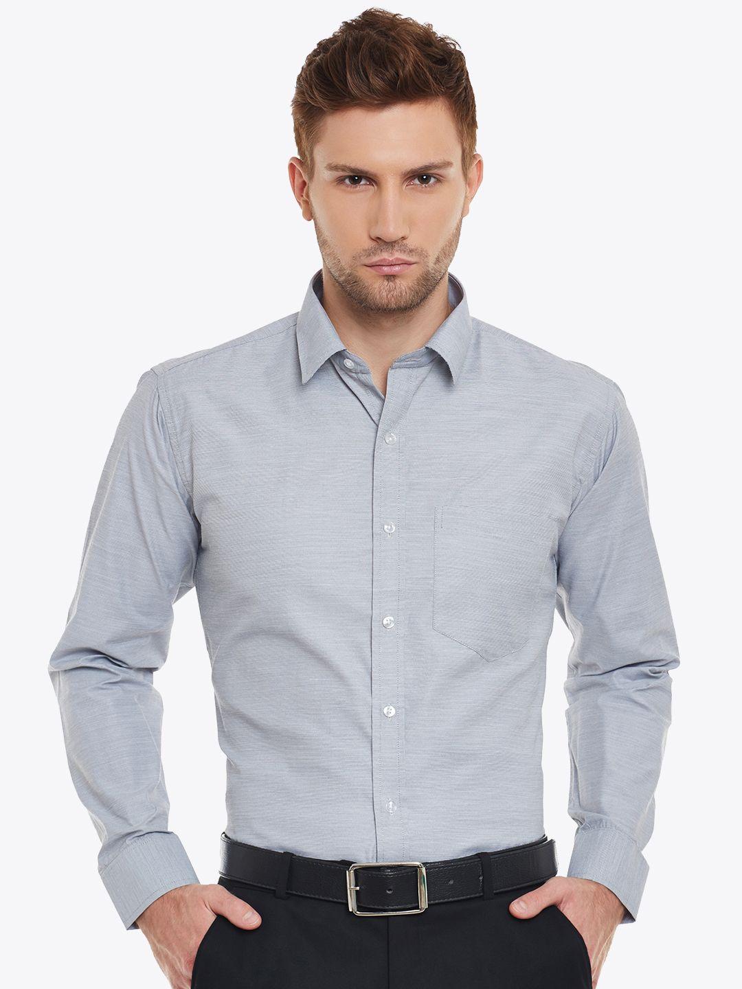 english navy men grey slim fit solid formal shirt