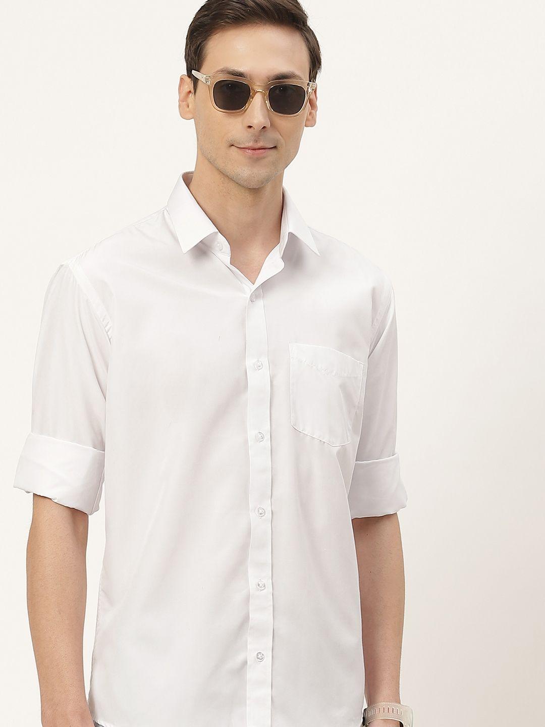 english navy men white classic slim fit casual shirt