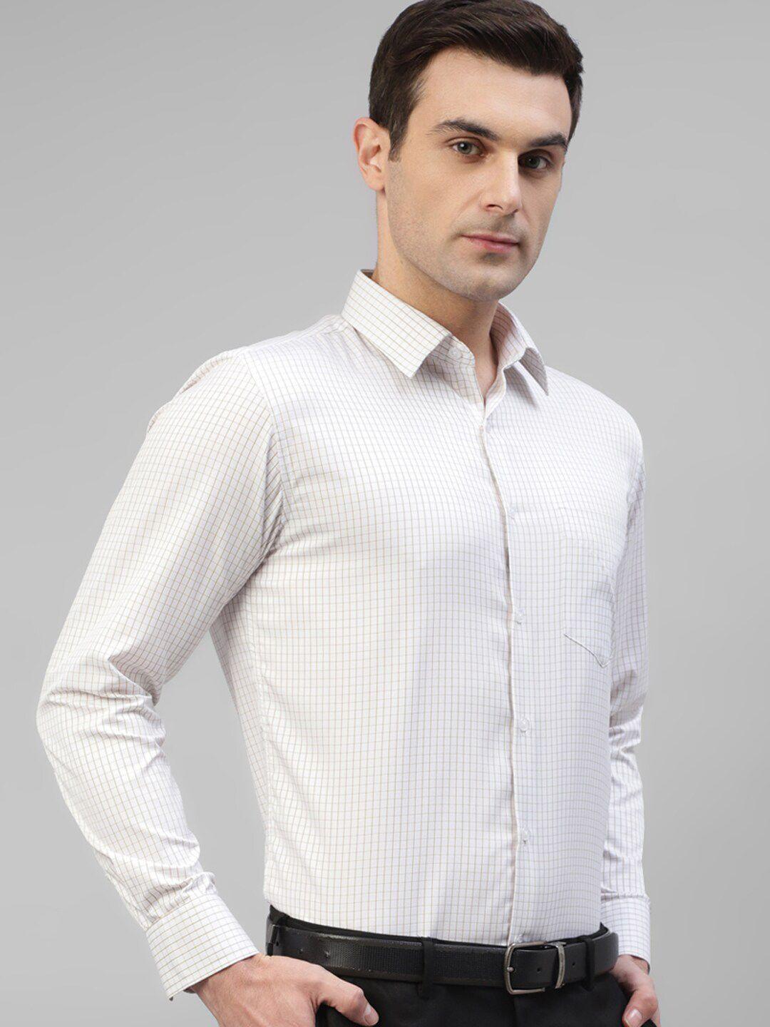 english navy smart slim fit micro checks spread collar long sleeves formal shirt