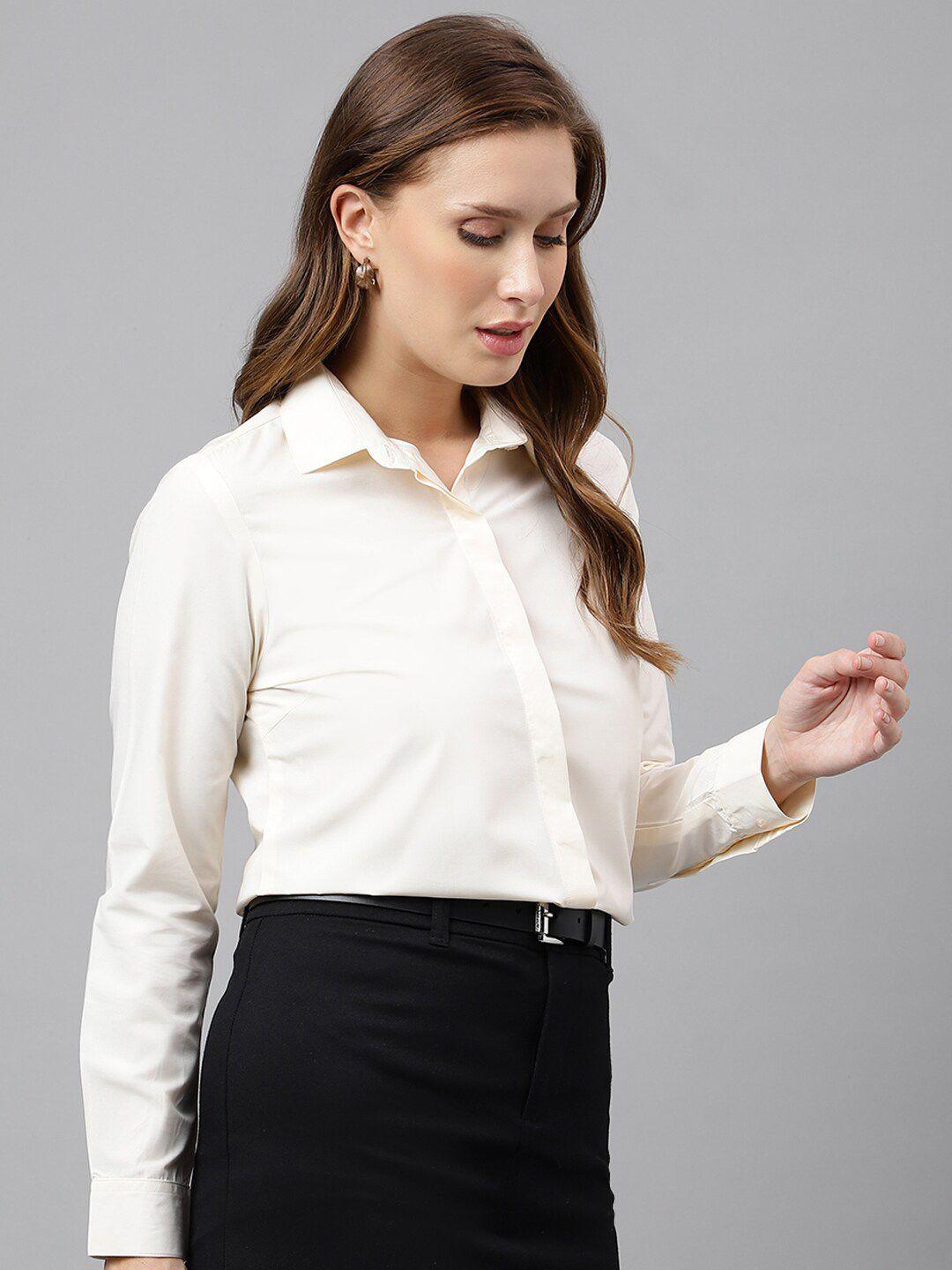 english navy women cream-coloured standard opaque formal shirt