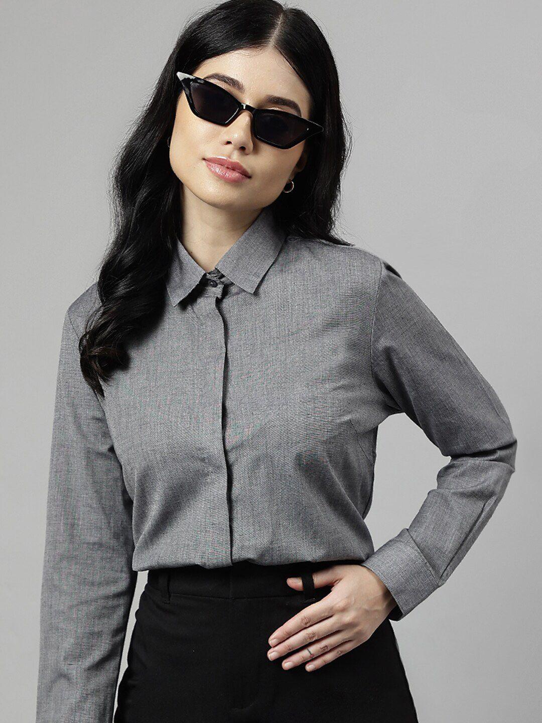 english navy women grey standard opaque formal shirt