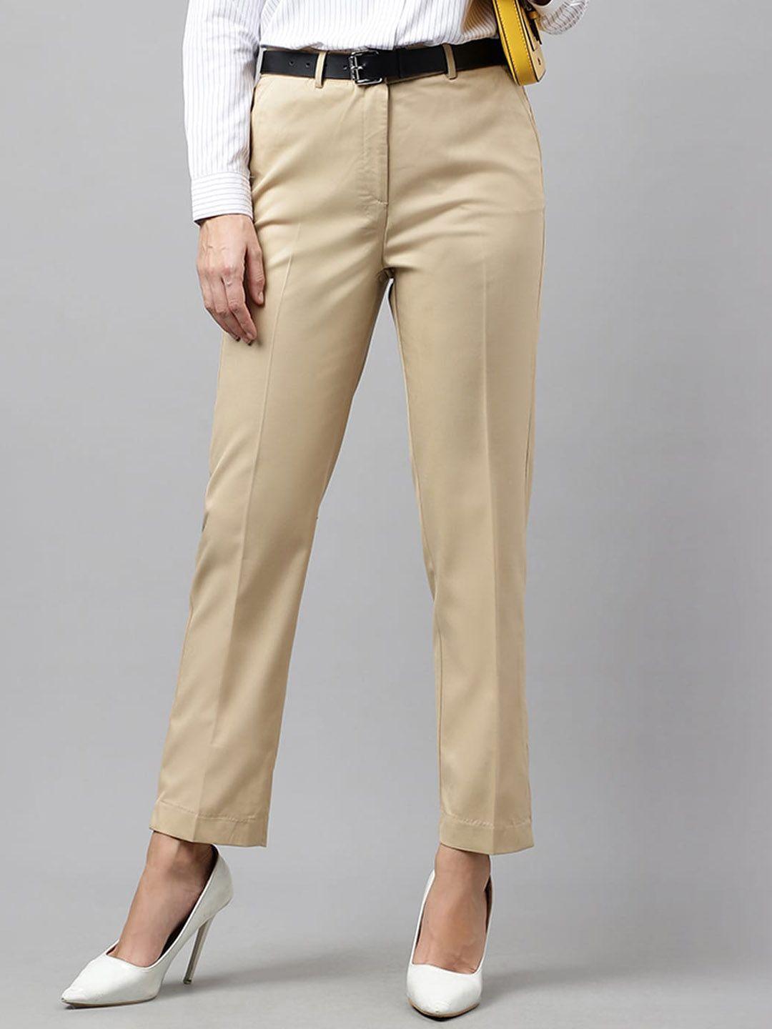 english navy women slim fit high-rise formal trousers