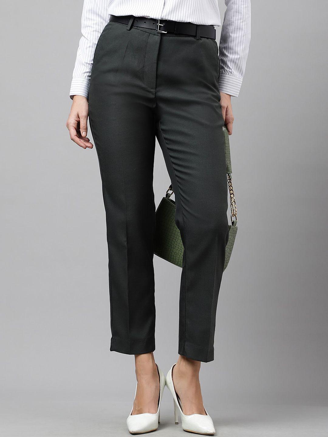 english navy women slim fit high-rise wrinkle free elastane & stretchable formal trousers