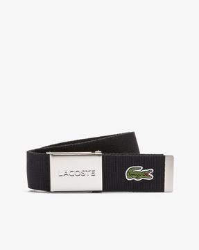 engraved buckle woven fabric belt