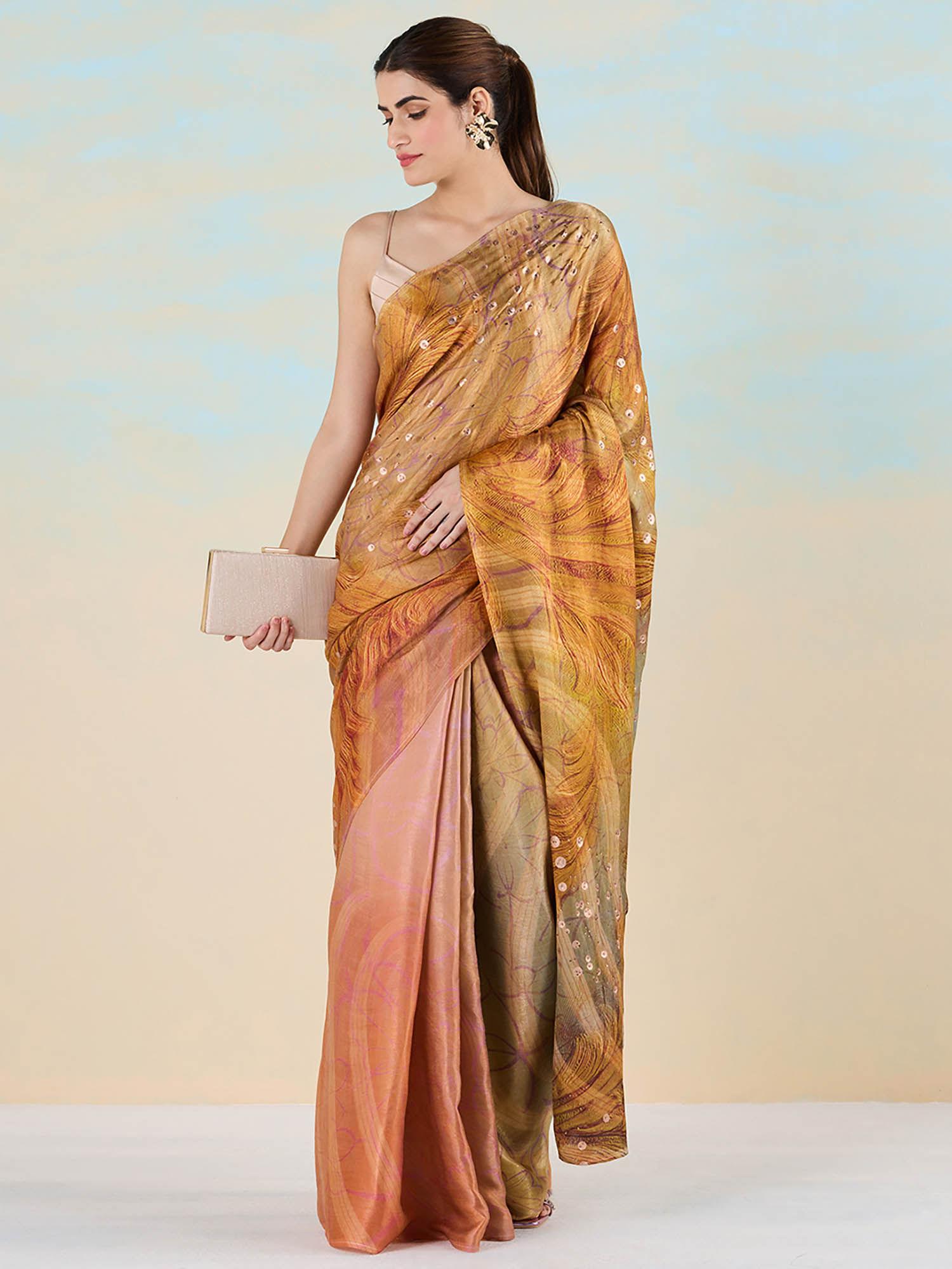 enigmatic tide saree with unstitched blouse