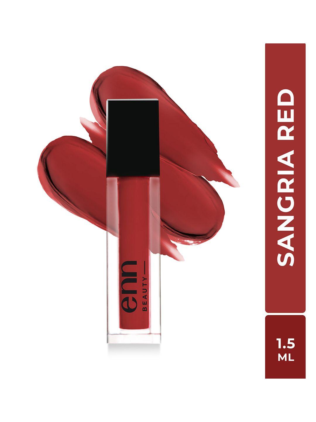 enn beauty made with ghee semi matte liquid lipstick - sangria red