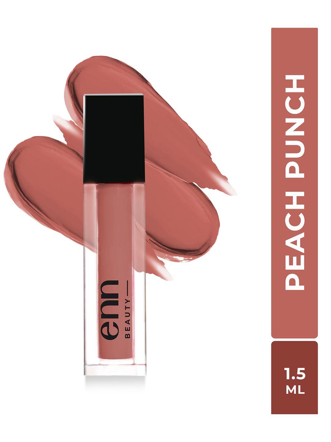 enn beauty semi-matte liquid lipstick with ghee & vitamin e 1.5ml - peach punch