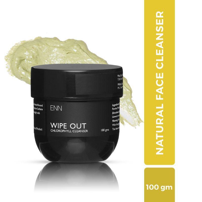 enn wipe out- chlorophyll non-foaming face cleanser with mint, rice bran & almond powder