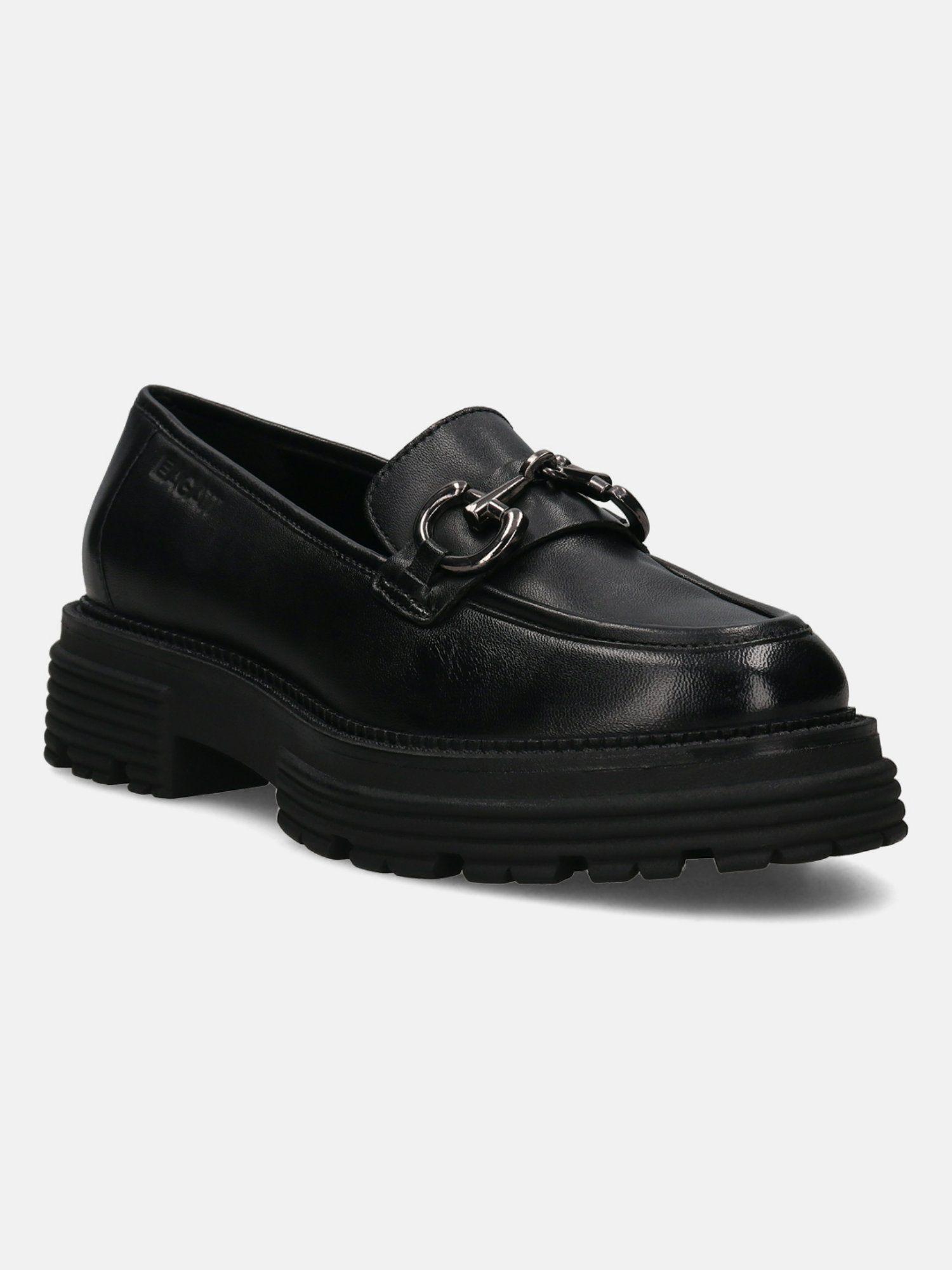 enna black women leather loafers