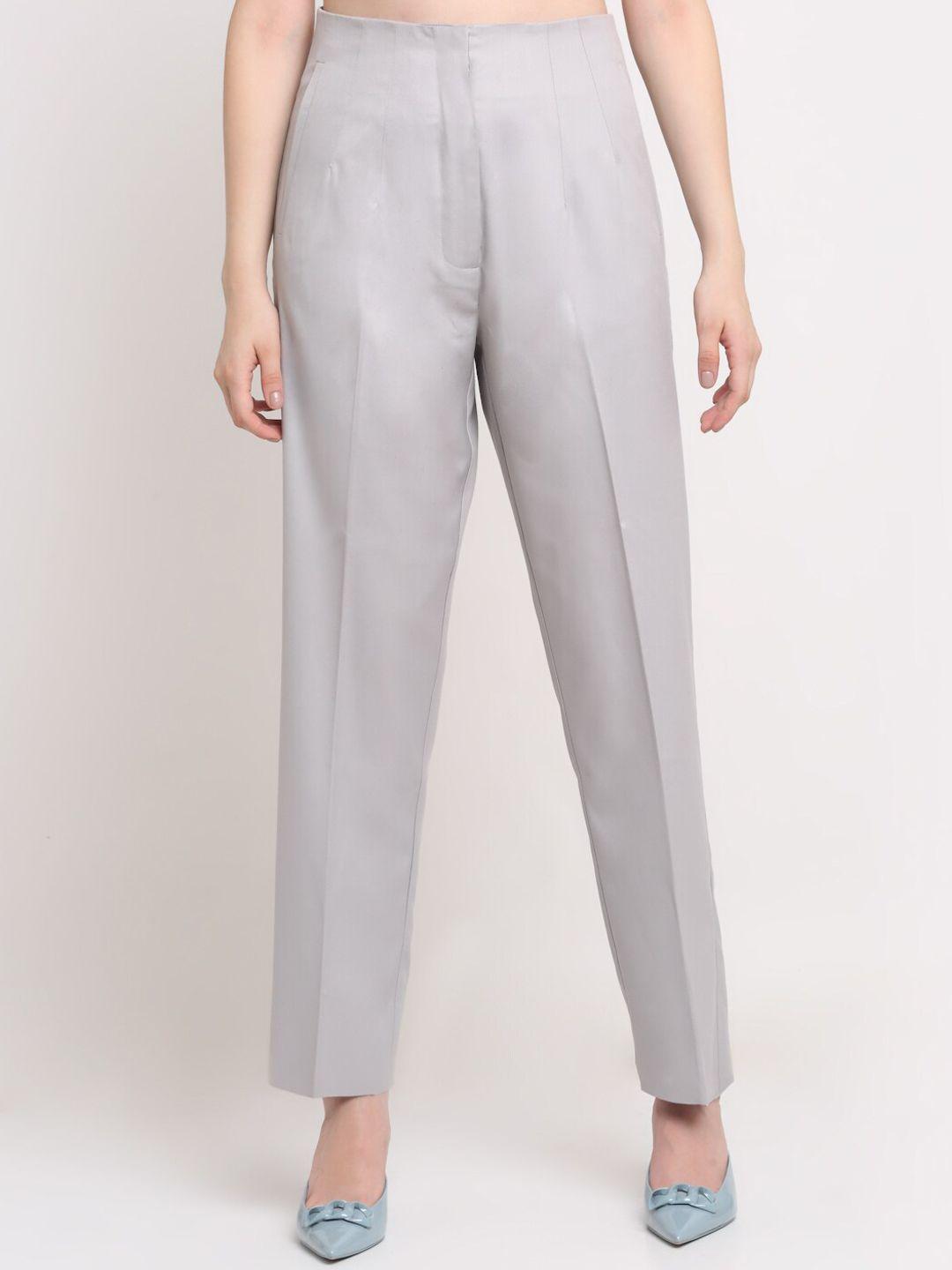 ennoble women smart high-rise easy wash pleated acrylic trousers