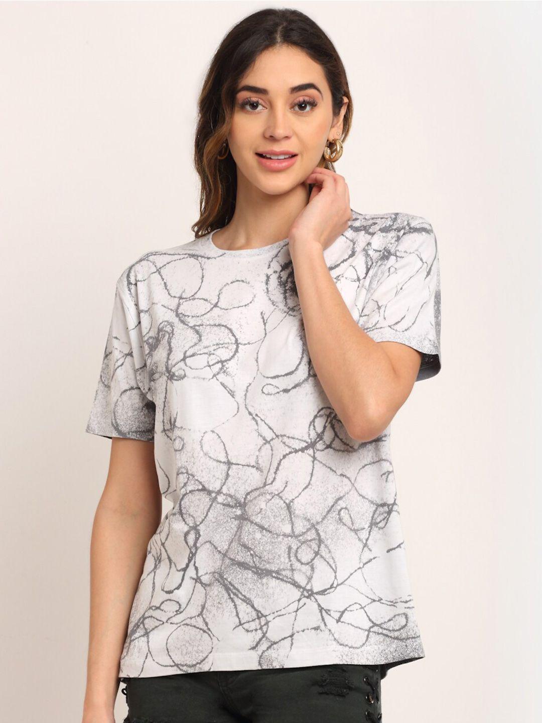 ennoble abstract printed loose cotton t-shirt