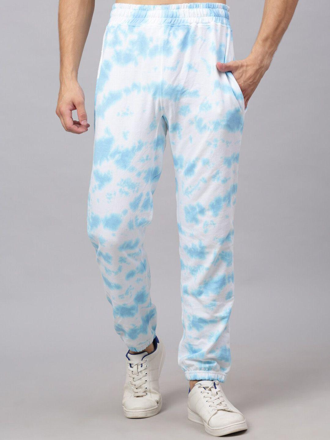 ennoble men blue & white relaxed-fit cotton joggers