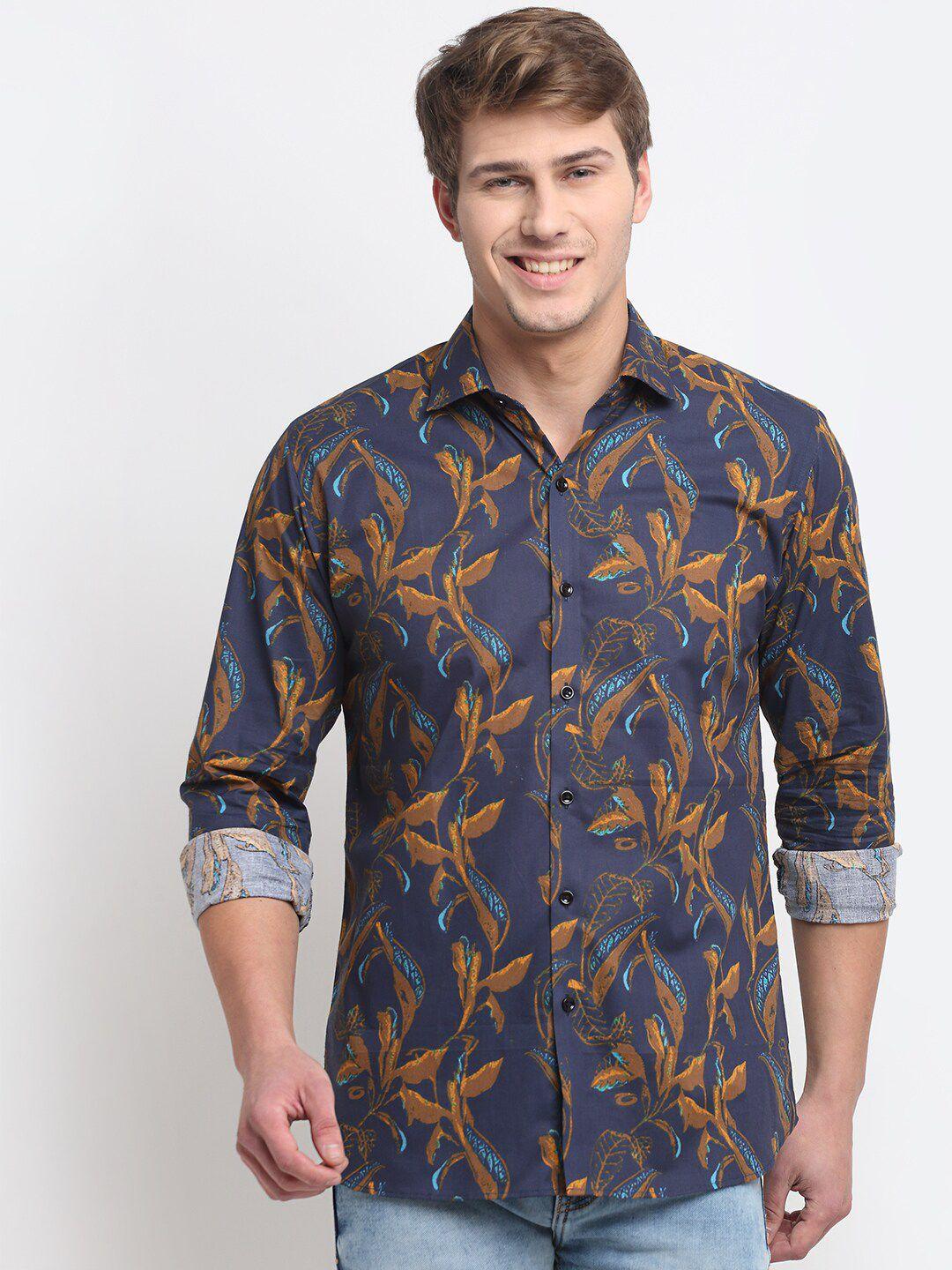 ennoble men purple relaxed floral printed casual shirt