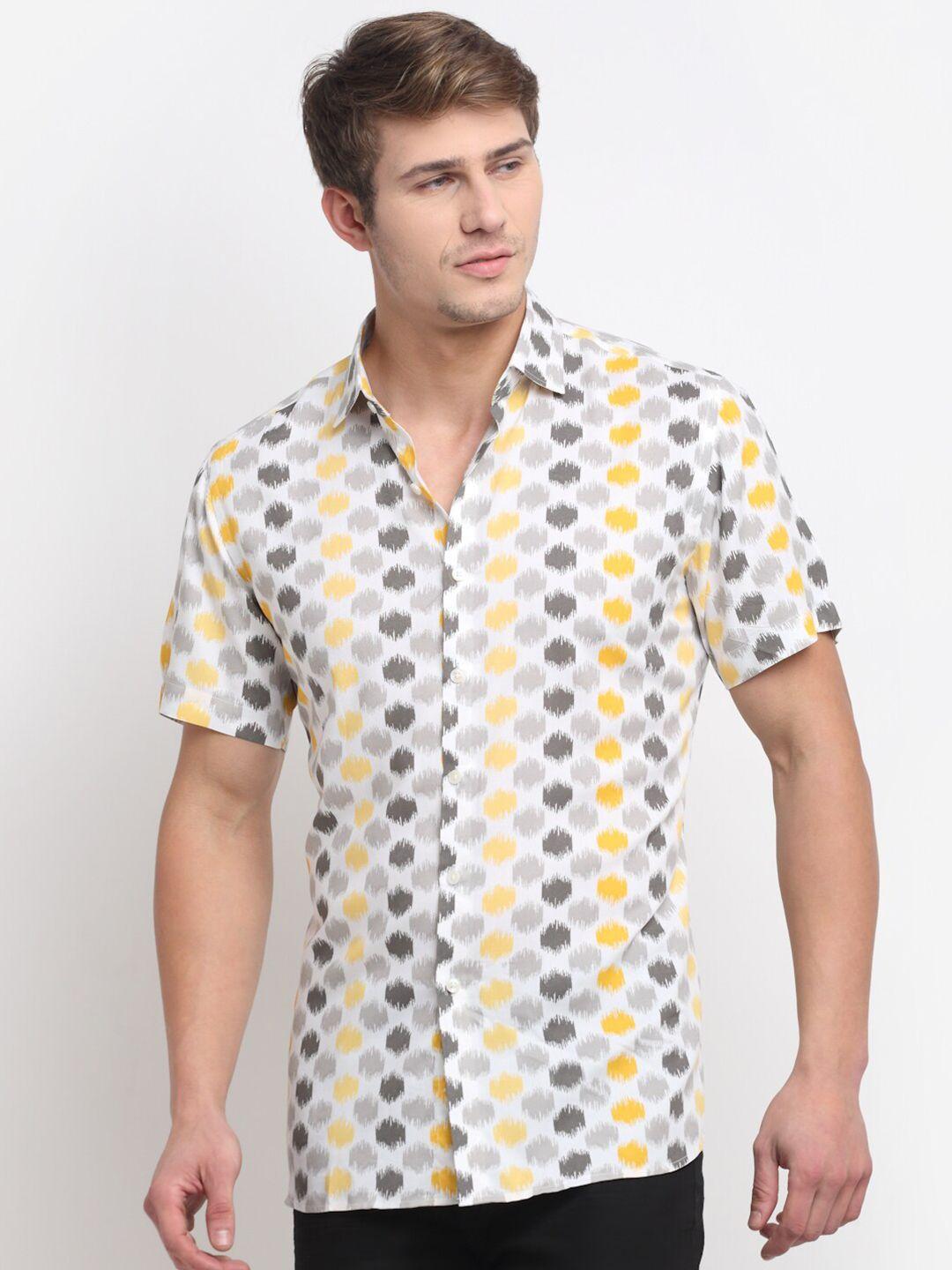 ennoble men relaxed abstract printed tailored fit cotton casual shirt
