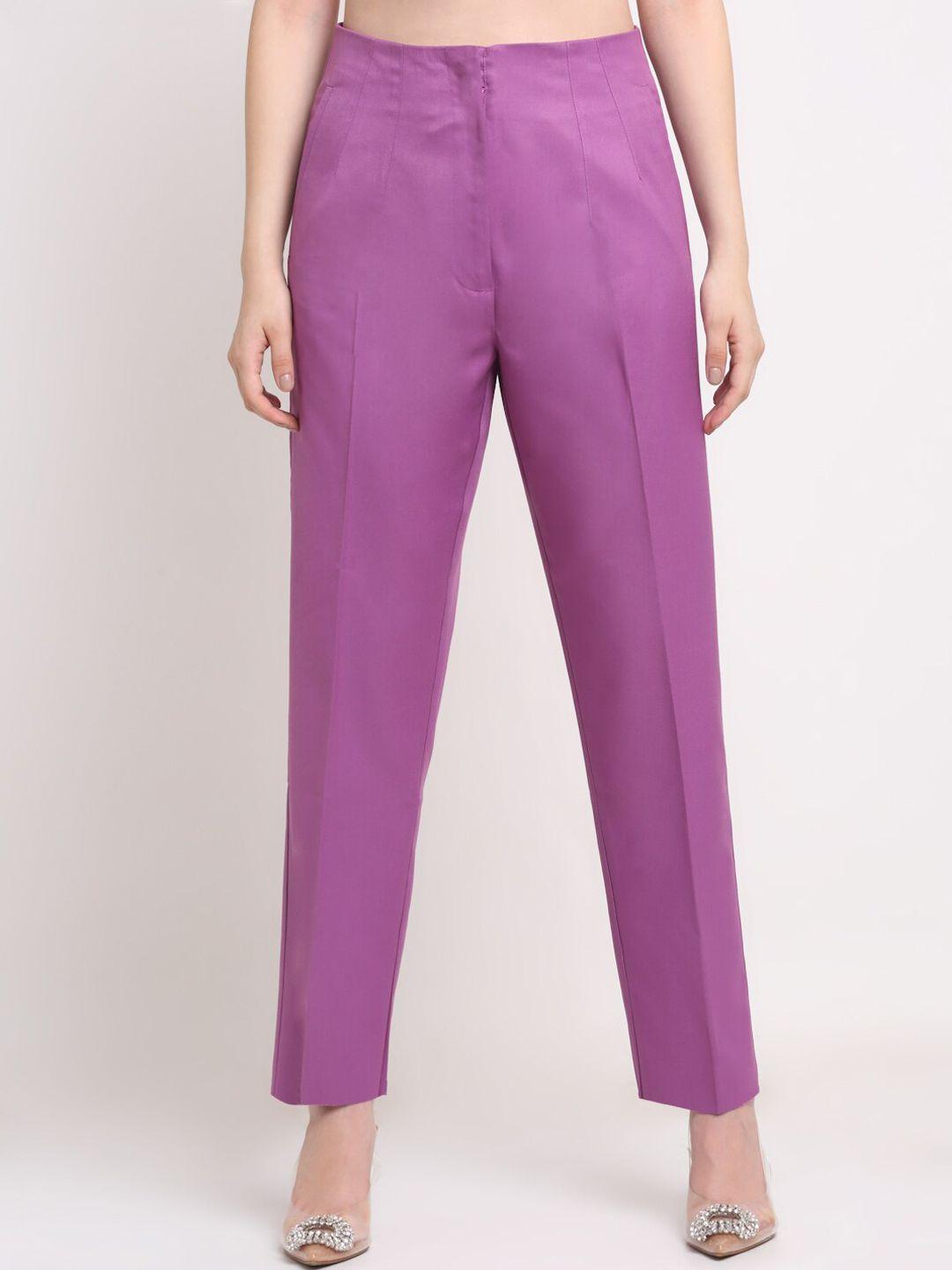 ennoble women smart high-rise easy wash acrylic trousers