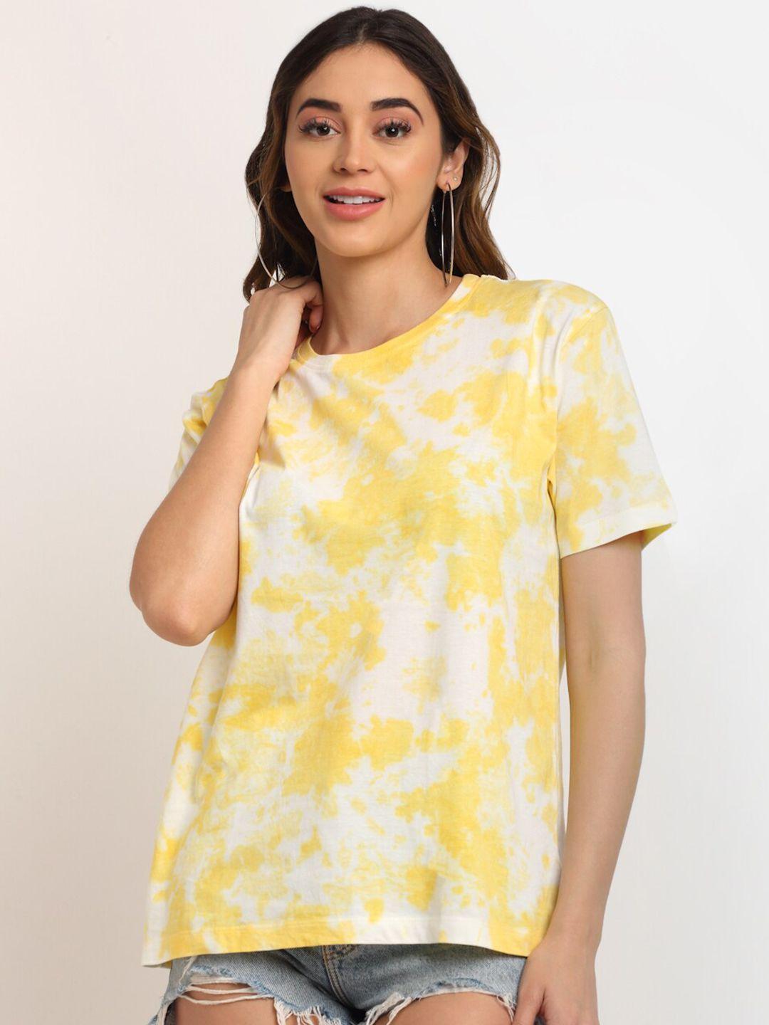 ennoble women yellow printed t-shirt