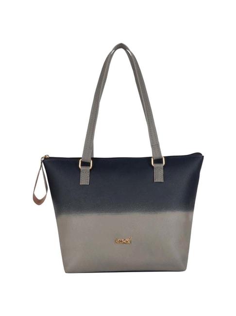 enoki navy color block medium tote handbag