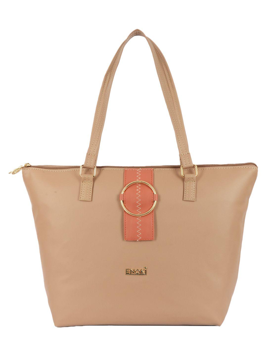 enoki beige shopper shoulder bag