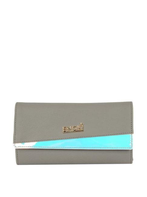 enoki by baggit nappa n grey solid tri-fold wallet for women