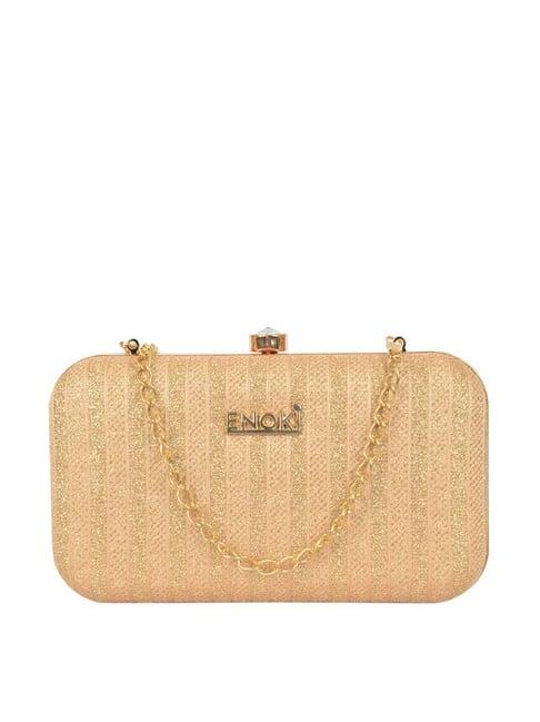 enoki by baggit zalla n golden textured minaudiere clutch